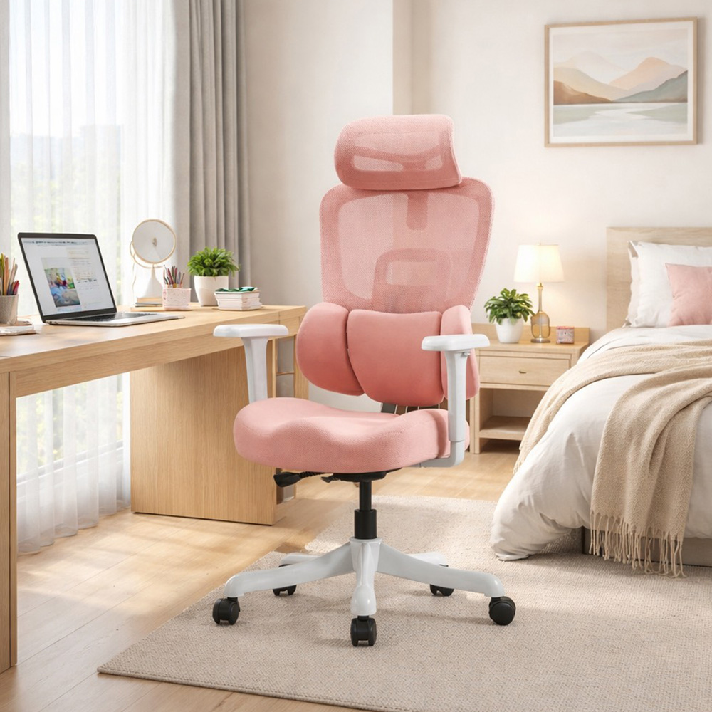 【AOTTO】3D頭枕網布升降可掛衣加厚腰靠女神電腦椅KOC-209P), , large