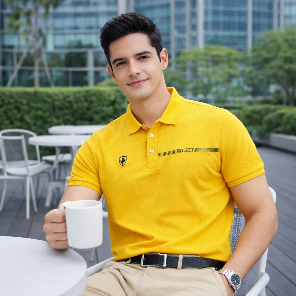 【FALALI】短袖冰感POLO衫-男(薑黃), , large