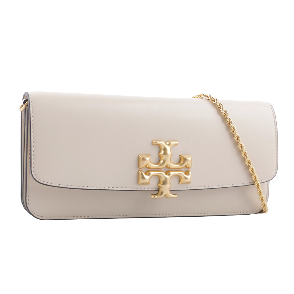 TORY BURCH Eleanor 大標誌牛皮肩背鍊包/手拿包/奶油白, , large
