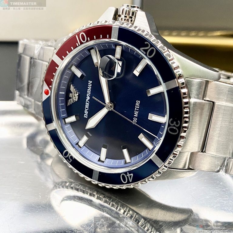 [星晴錶業]ARMANI手錶,42mm,AR00020寶藍色錶面寶藍錶殼銀色精鋼錶帶款, , large