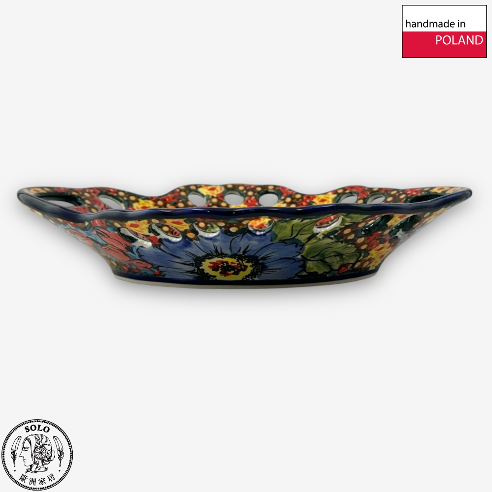 【SOLO Vintage】Cerraf Polish Pottery 26.5cm Fruit Bowl Where Flowers Bloom Deeply Series Made in Poland, , large
