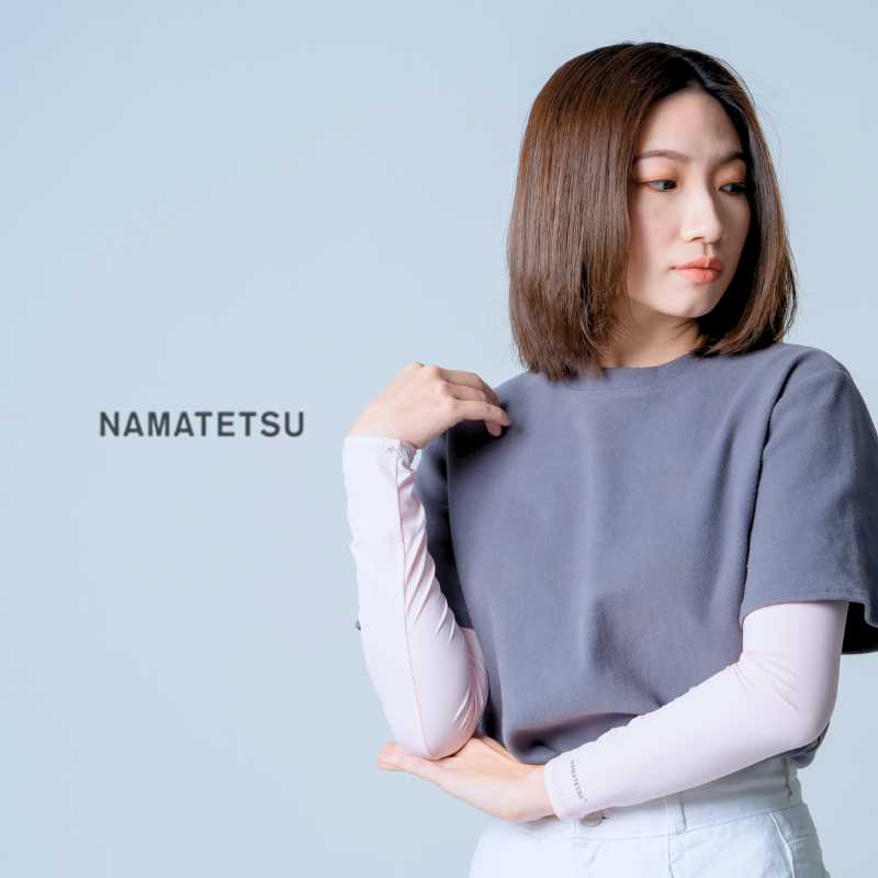 [標準桿] NAMATETSU 男女共版 冰絲涼感抗UV防曬袖套 - 經典黑, , large