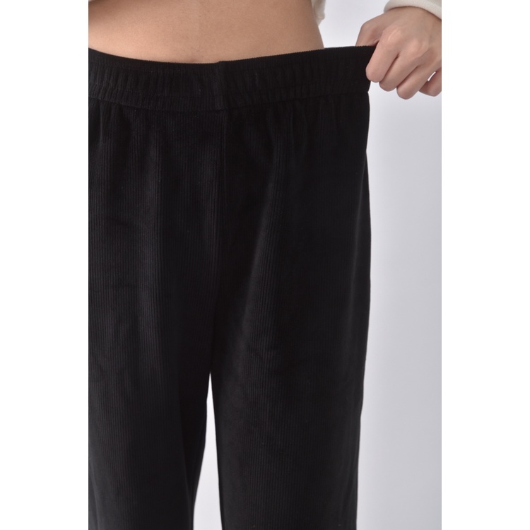 (S) 高腰質感燈心絨黑色長褲二手衣, , large
