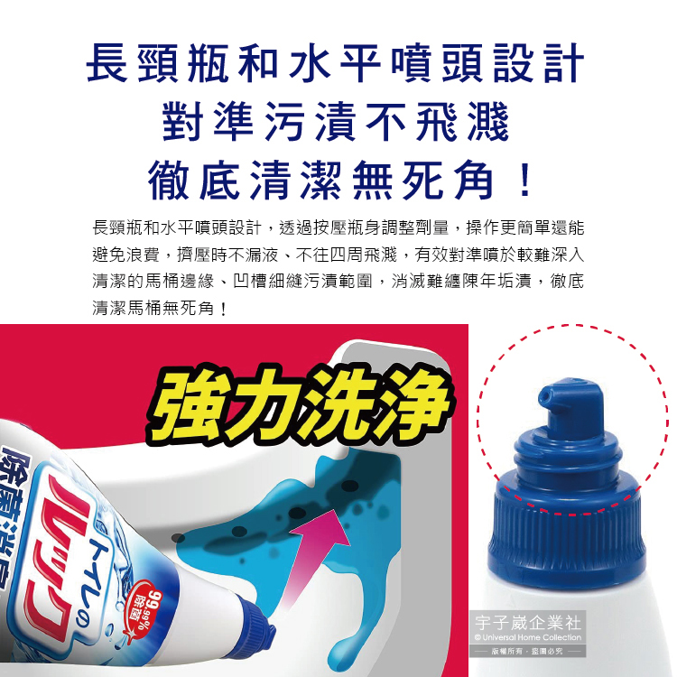 [日日好物]日本LION獅王-濃稠液體高黏性分解污垢草本消臭EX馬桶清潔劑450ml/藍瓶(衛浴廁所地板牆壁瓷磚皆適用), , large