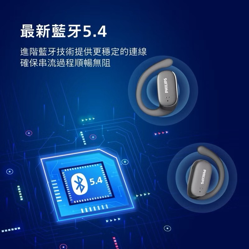 【Leo手機周邊專賣店】 PHILIPS飛利浦 長續航開放式真無線運動耳機 /  TAT3708  /  黑色, , large