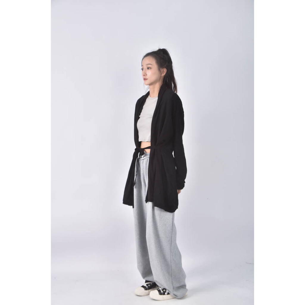(XL) zara綁帶黑色外套二手衣, , large
