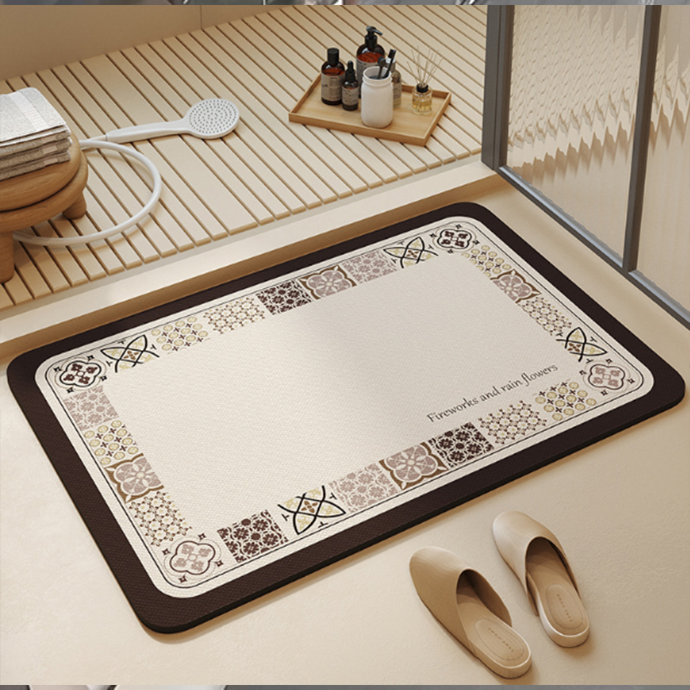 Nano suede soft diatomaceous earth water-absorbent anti-slip floor mat, , large