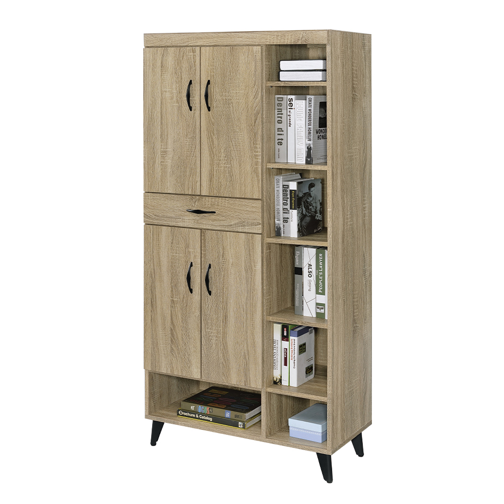 【唯熙傢俱】亞柏橡木色2.7尺書櫃