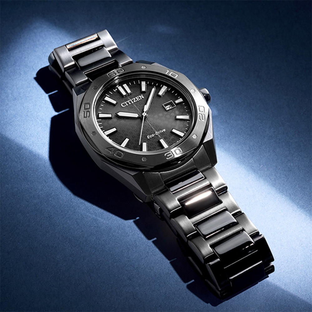 CITIZEN 星辰 光動能八角形格紋面手錶 BM7637-81H, , large