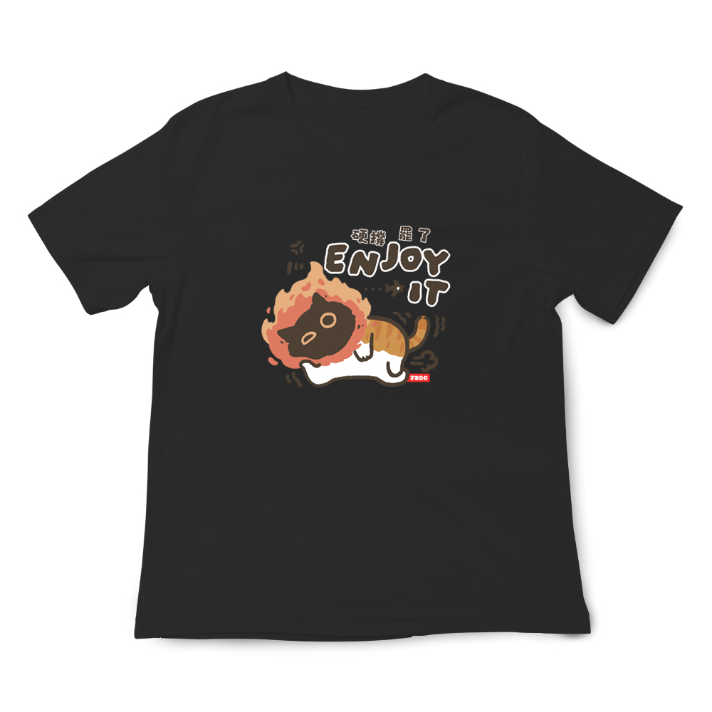 JZ TEE 黑貓變身-硬撐罷了 印花短袖T恤, , large