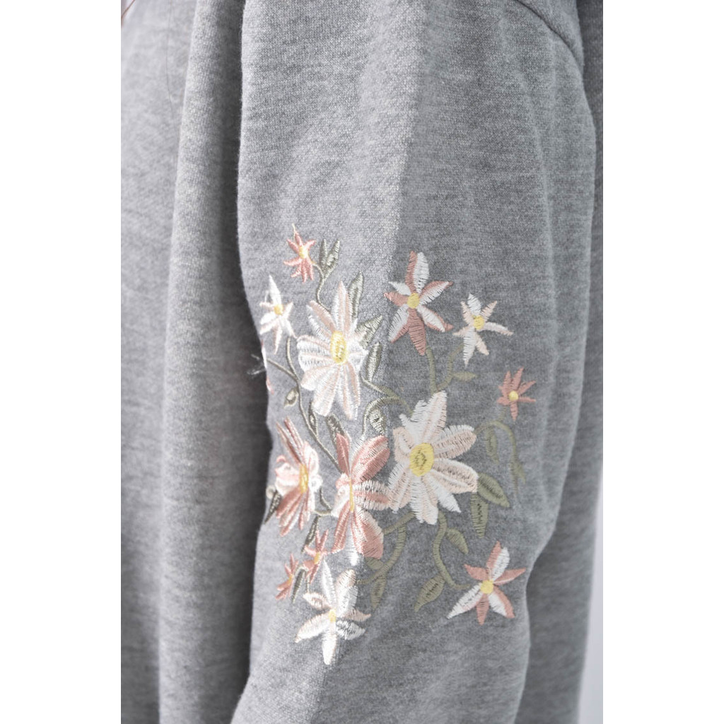(XL) imoda棉質V領灰色長袖上衣二手衣, , large
