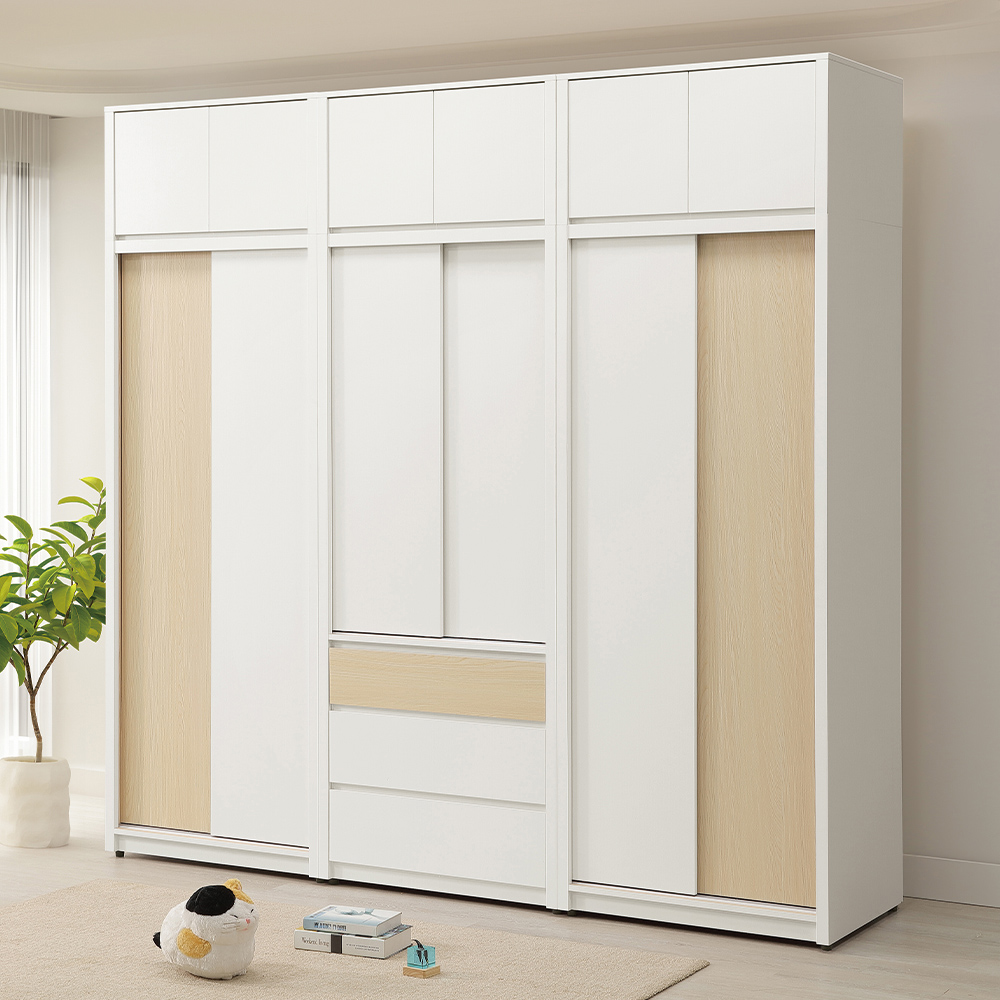 【唯熙傢俱】羅伊原木雙色2.6x8尺抽屜衣櫃, , large