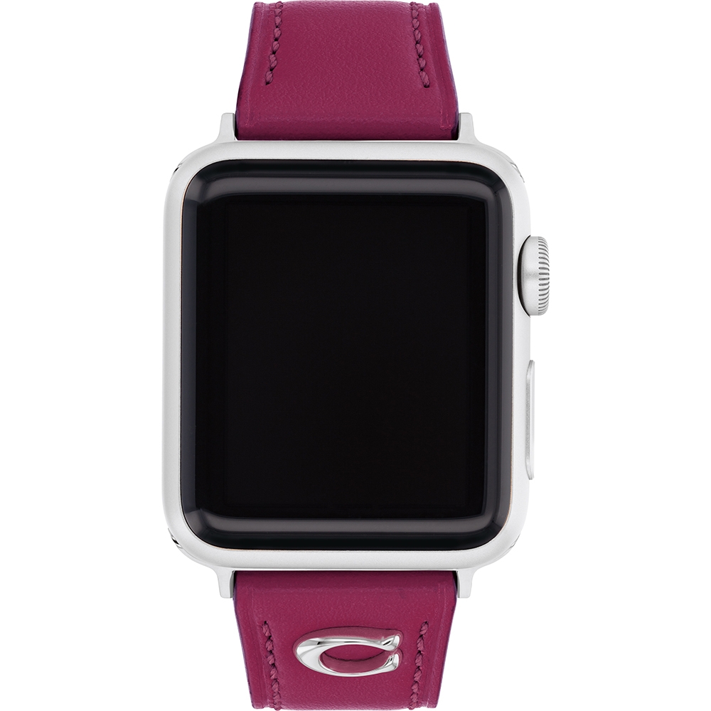COACH Apple Watch 錶帶 38/40mm 適用 C字皮錶帶-紫色(不含手錶), , large
