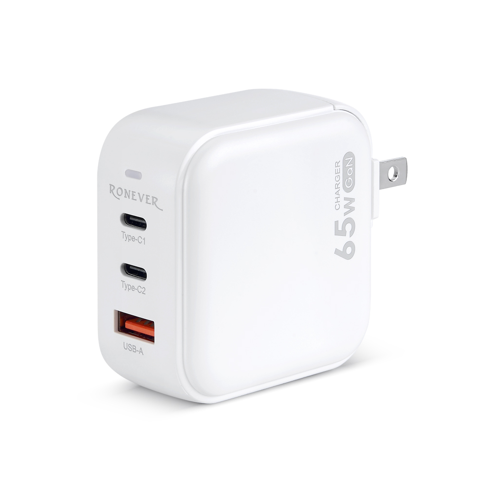 [RONEVER] 65W氮化鎵GaN三孔充電器 DE053-1 白, , large