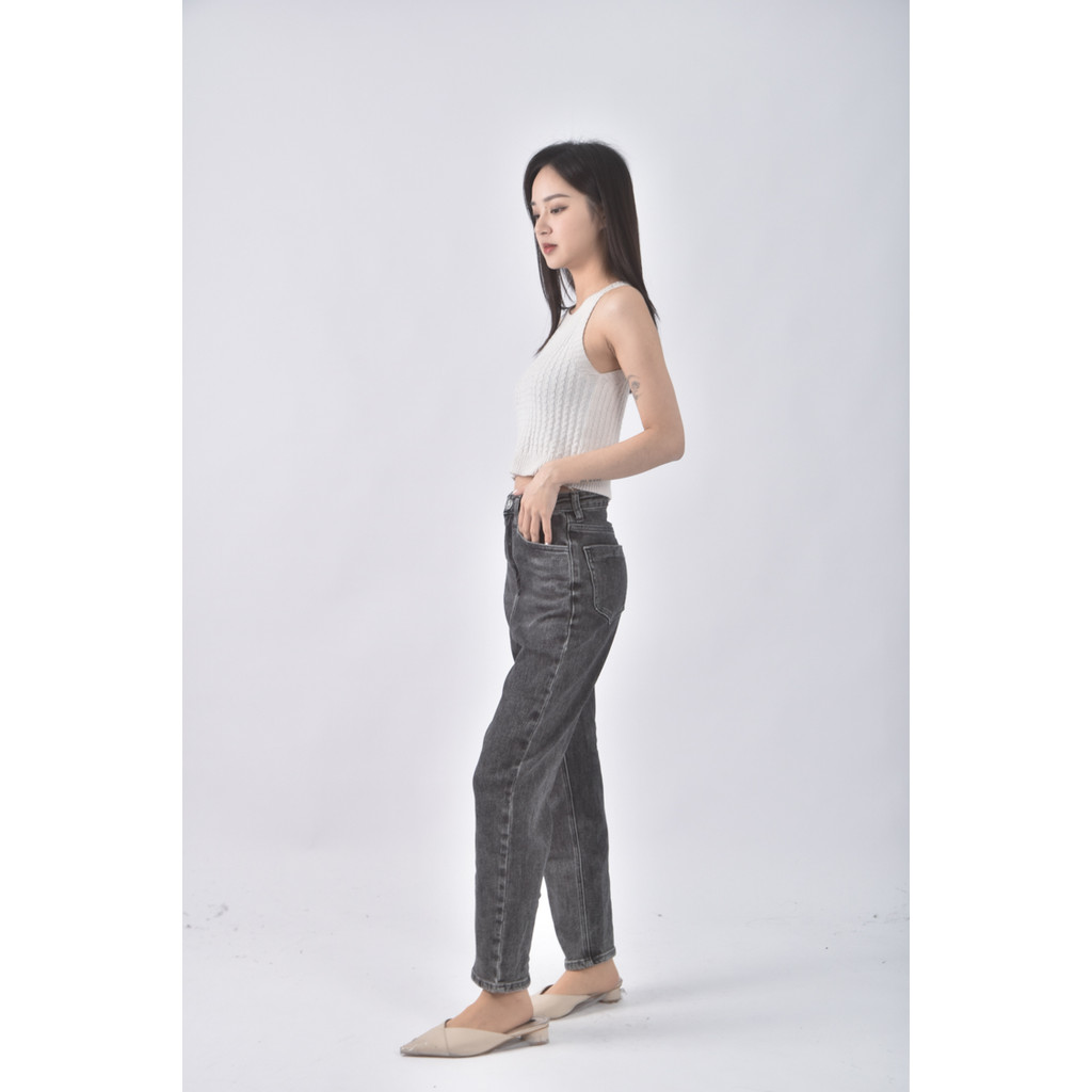 (XS（含）以下) 【里唯私服】jqu高腰丹寧牛仔直筒灰色長褲二手衣, , large