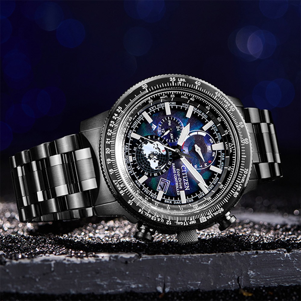 CITIZEN 星辰 100週年限量宇宙幻彩 飛行錶 光動能電波手錶 BY3005-56E, , large