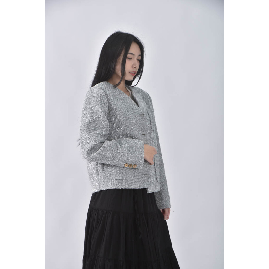 (S) breathe小香風小香風灰色外套二手衣, , large
