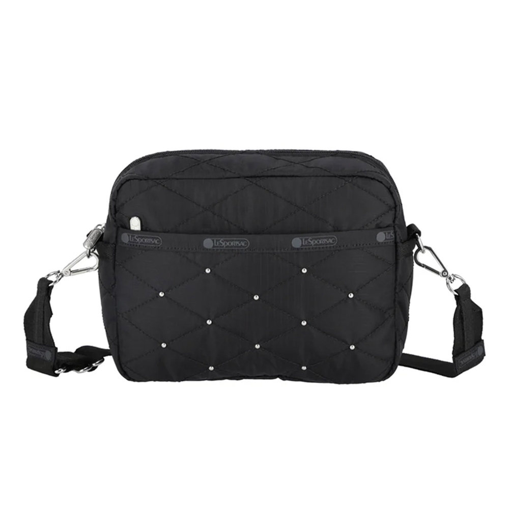 |快速出貨|Lesportsac Deluxe Crossbody 拉鍊斜背包 送禮推薦-黑色拼布釘飾, , large