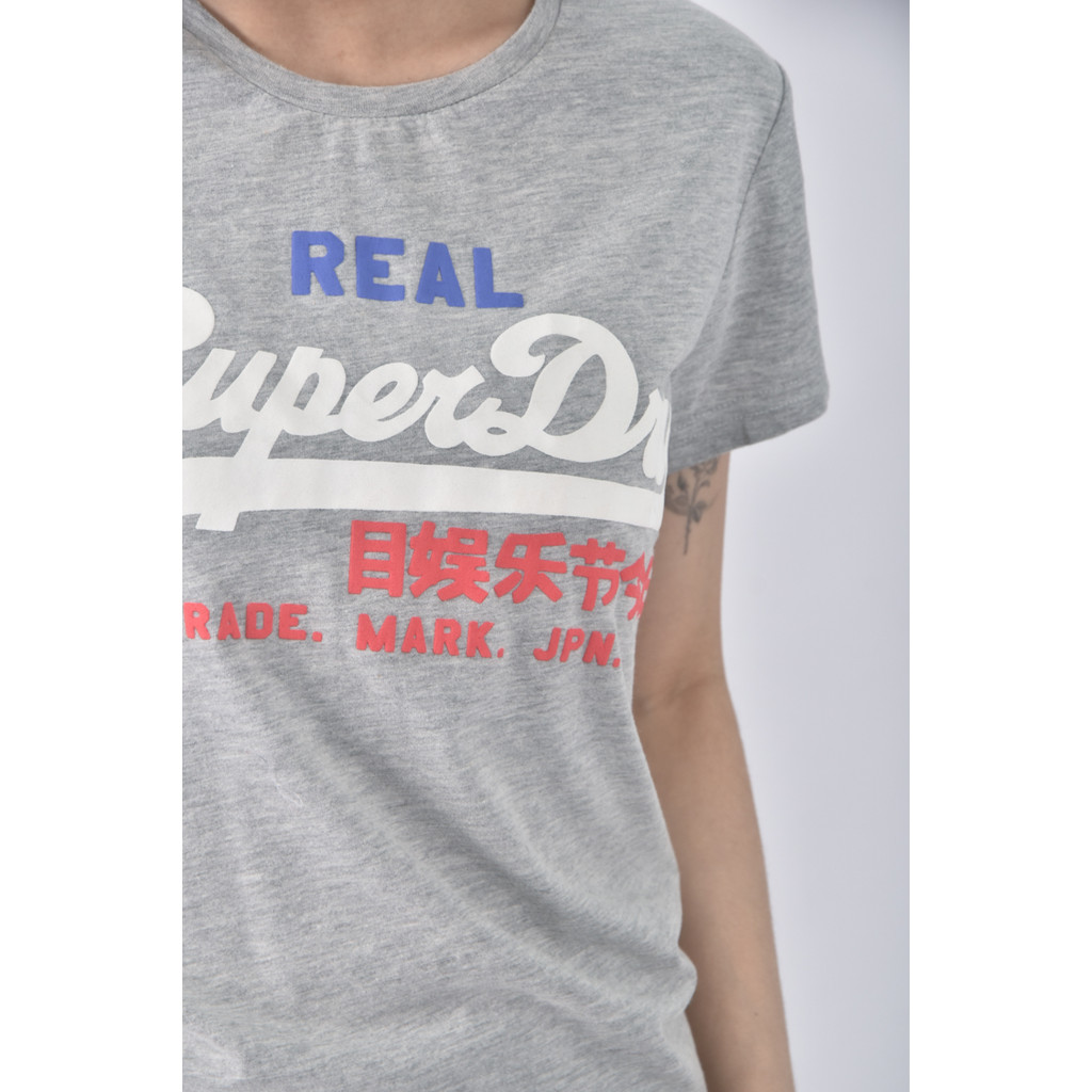 (S) superdry字母灰色短袖上衣二手衣, , large