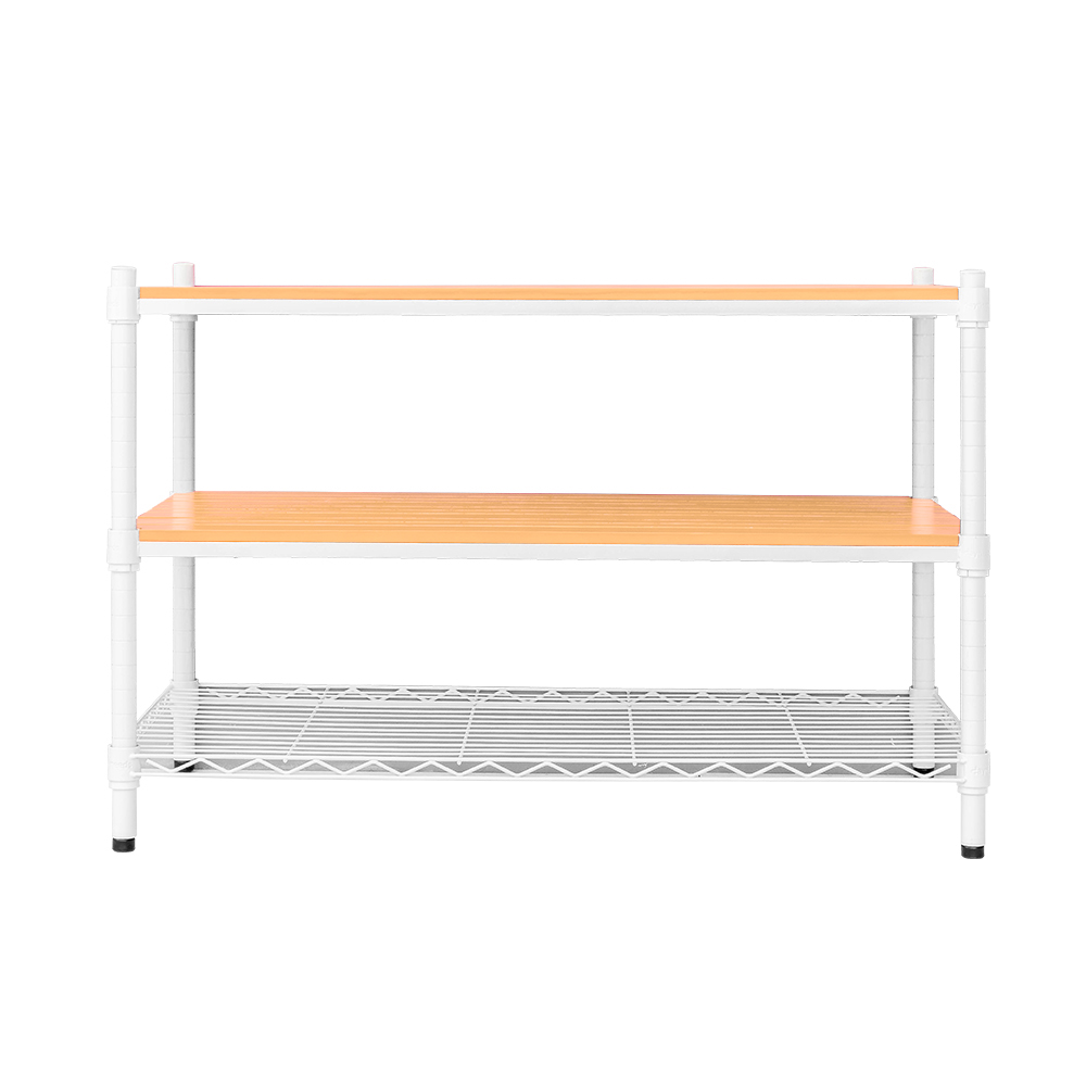 【Y HOUSE】90x45x60cm pine three-layer storage rack rack iron rack - painted white wood, , large