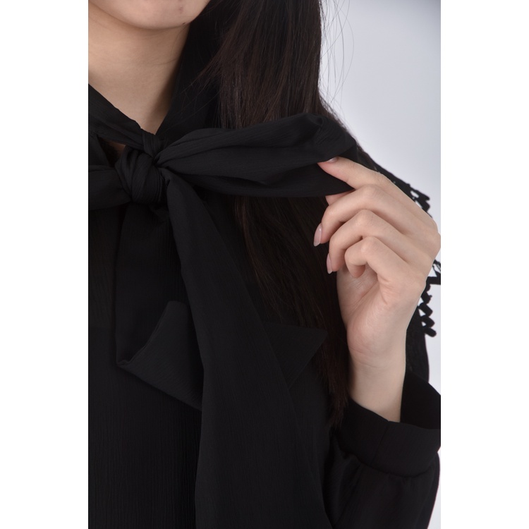 (M) 高腰綁帶黑色連身裝二手衣, , large