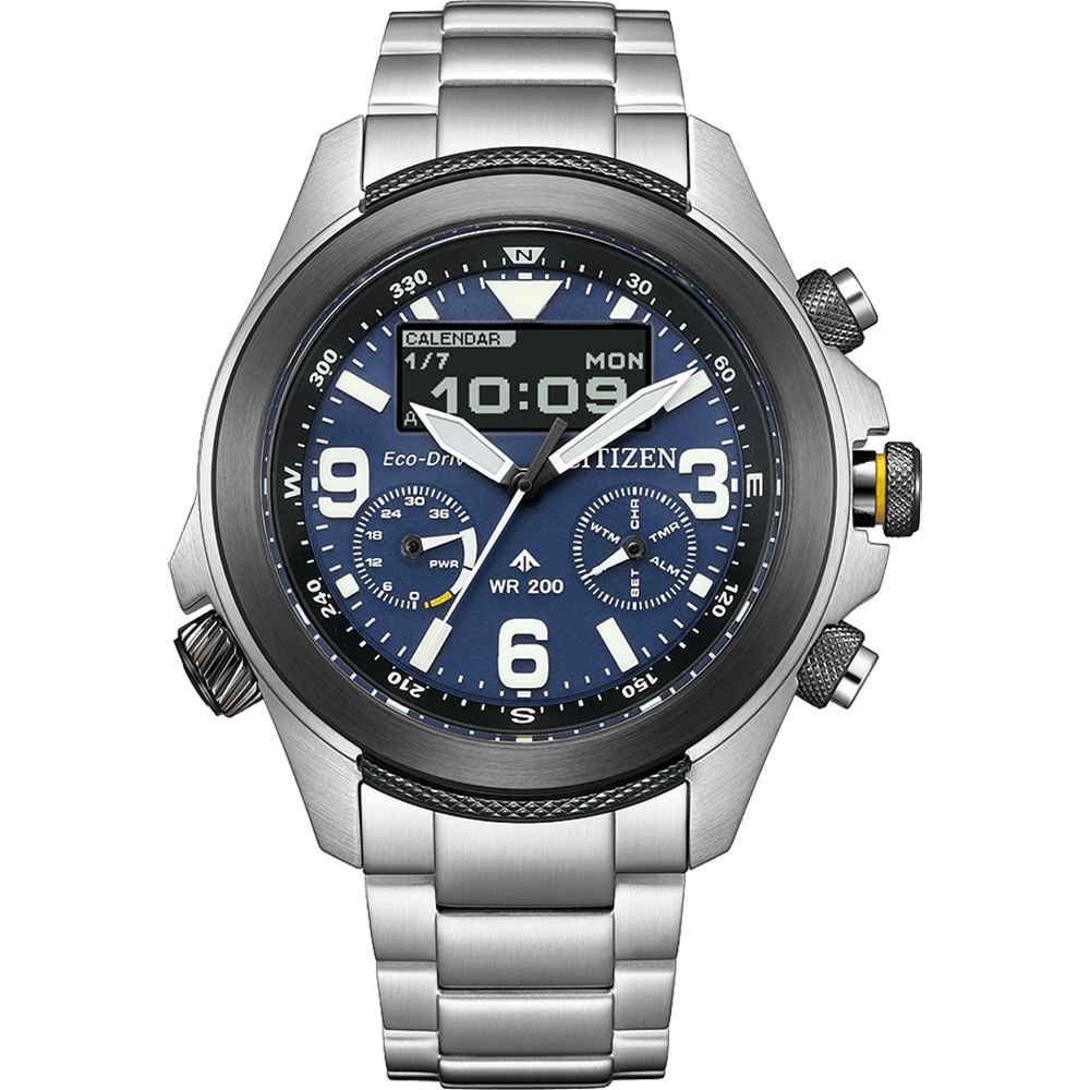 CITIZEN 星辰 Promaster 限量光動能液晶顯示手錶 JV1006-51L, , large