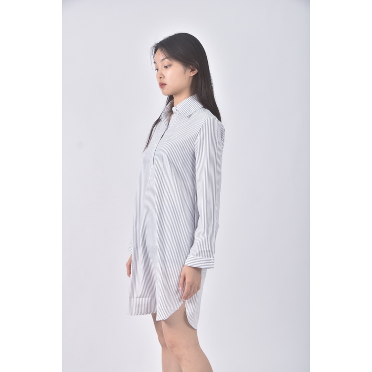 (M) eyescream質感條紋藍色長袖上衣二手衣, , large