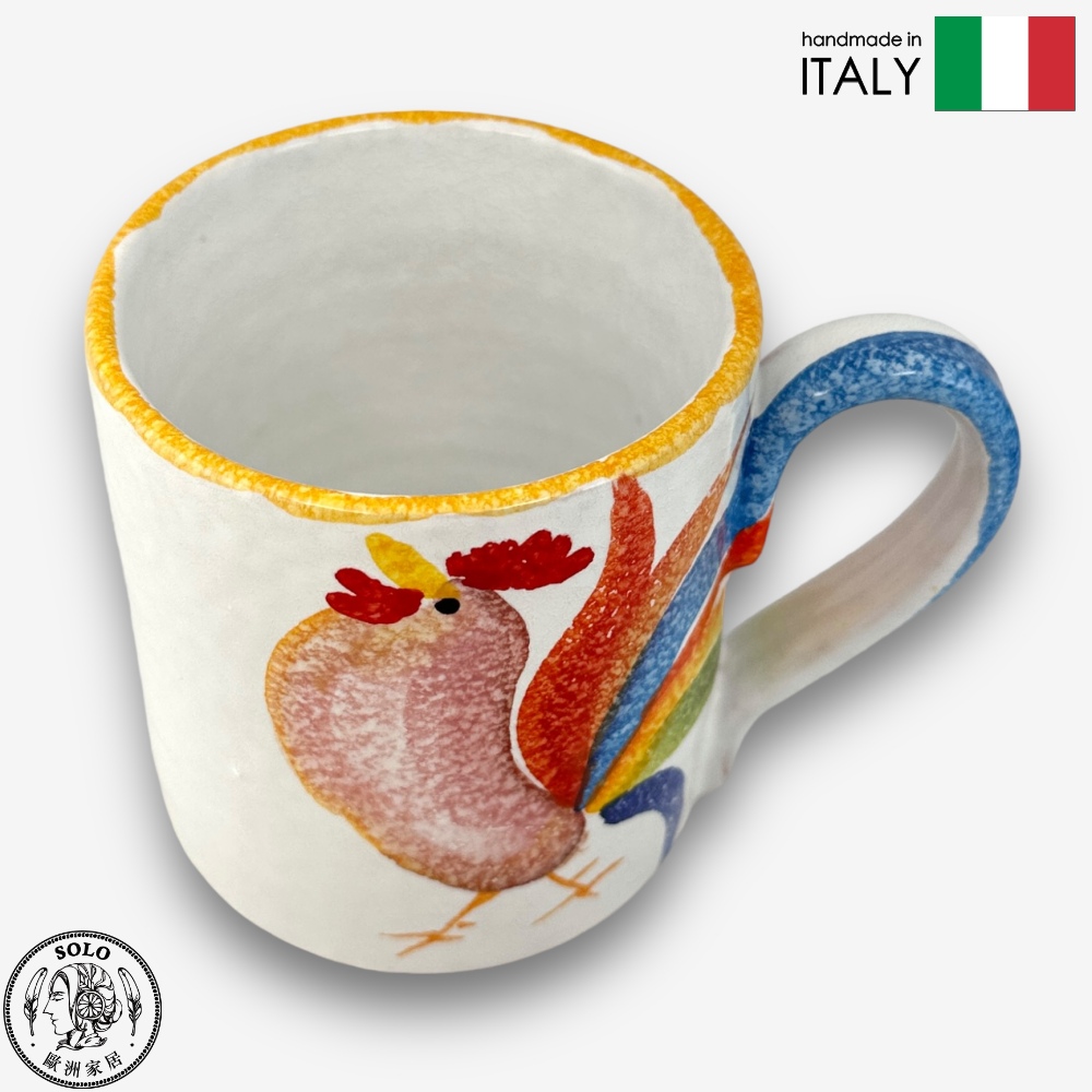 【SOLO Vintage】Modigliani Italian Pottery 380ml Mug Coffee Mug Wine Mug Lucky Rooster Series Handmade Made in Italy, , large