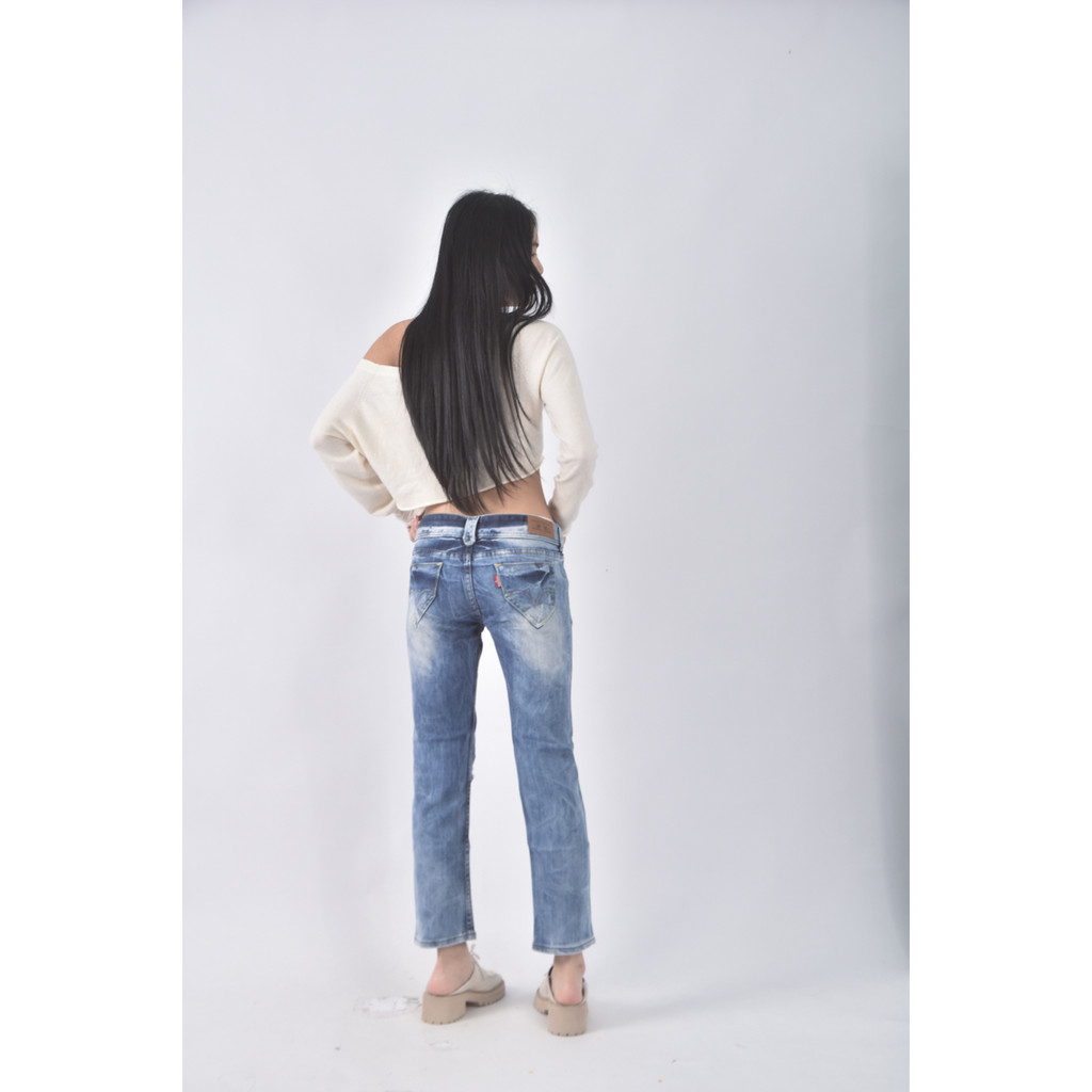(2XL) someone jeans丹寧牛仔刷破藍色長褲二手衣, , large