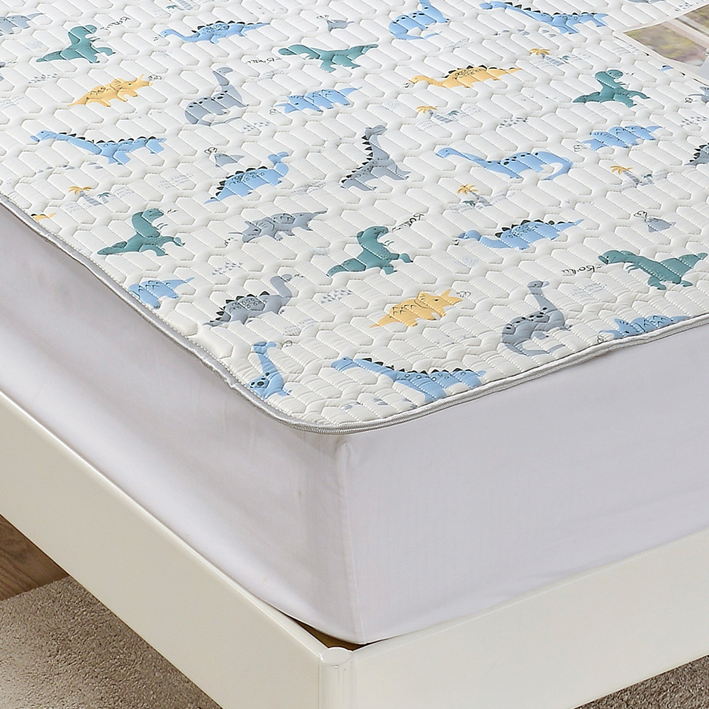 【FOCA】Naughty Dinosaur | Graphene antibacterial breathable natural latex cooling pad/cooling mat/multi-function pad (gift: same style pillowcase x1) - Single, , large
