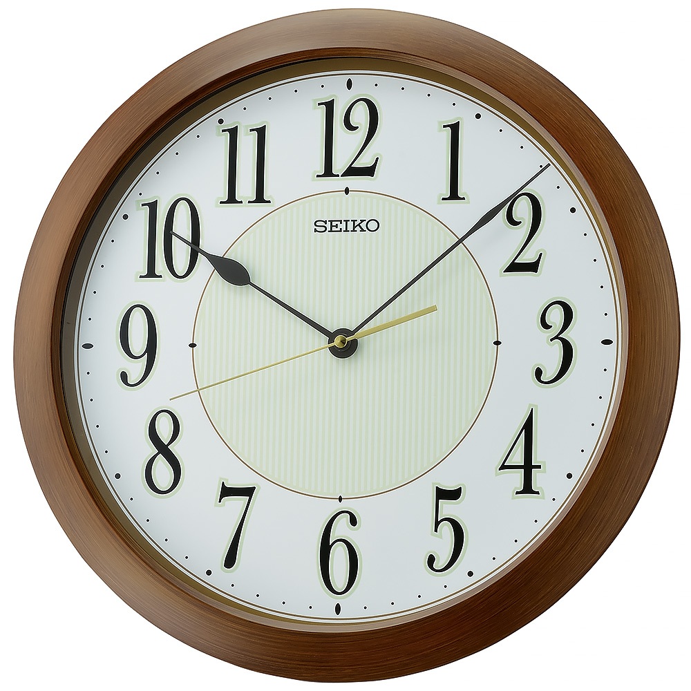 SEIKO 精工 靜音滑動秒針時鐘 仿木紋夜光功能掛鐘 QXA824B, , large