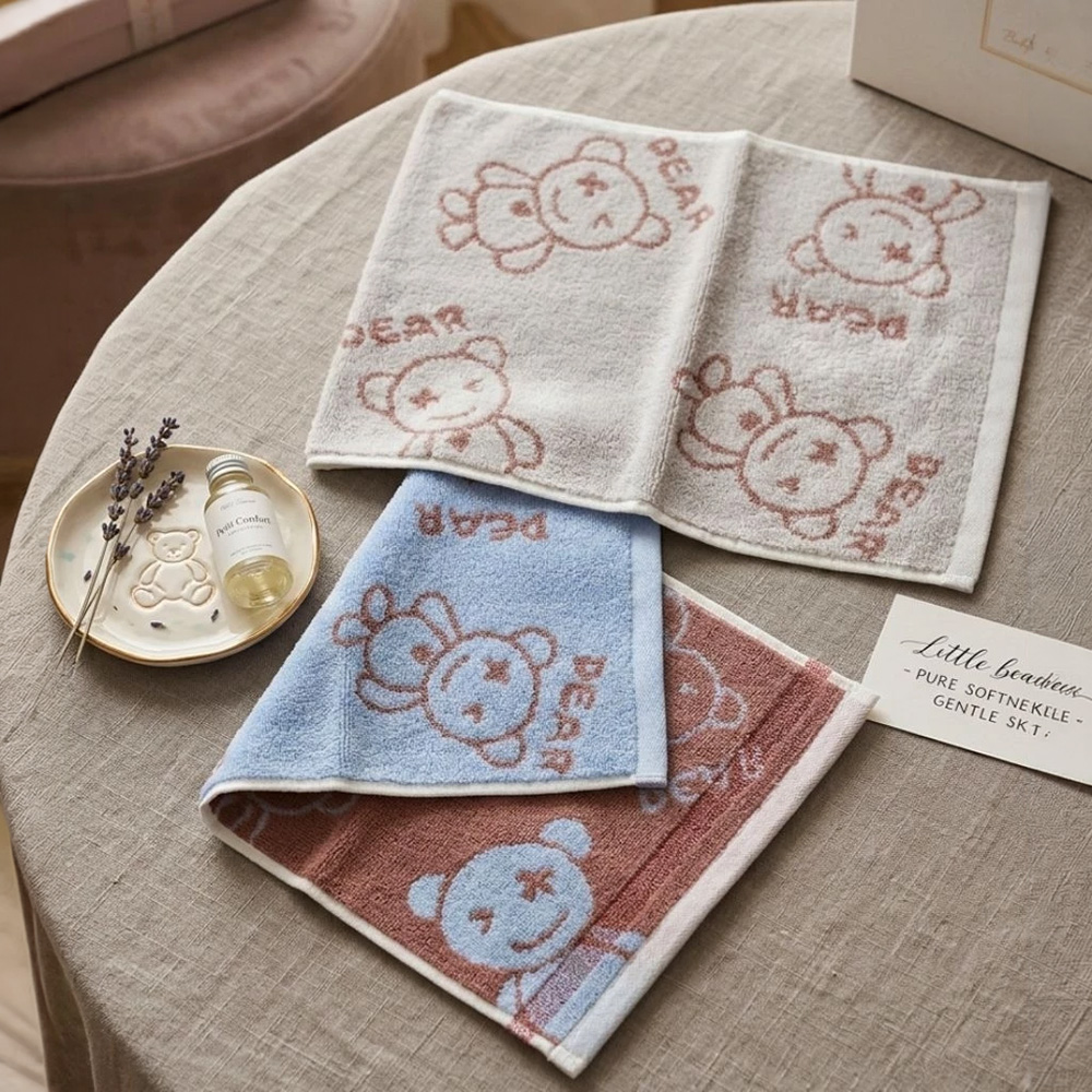 [Kaimei Cotton Industry] Randomly excellent pure cotton untwisted yarn absorbent children's towel/bath towel/face towel-Punk Bear, , large