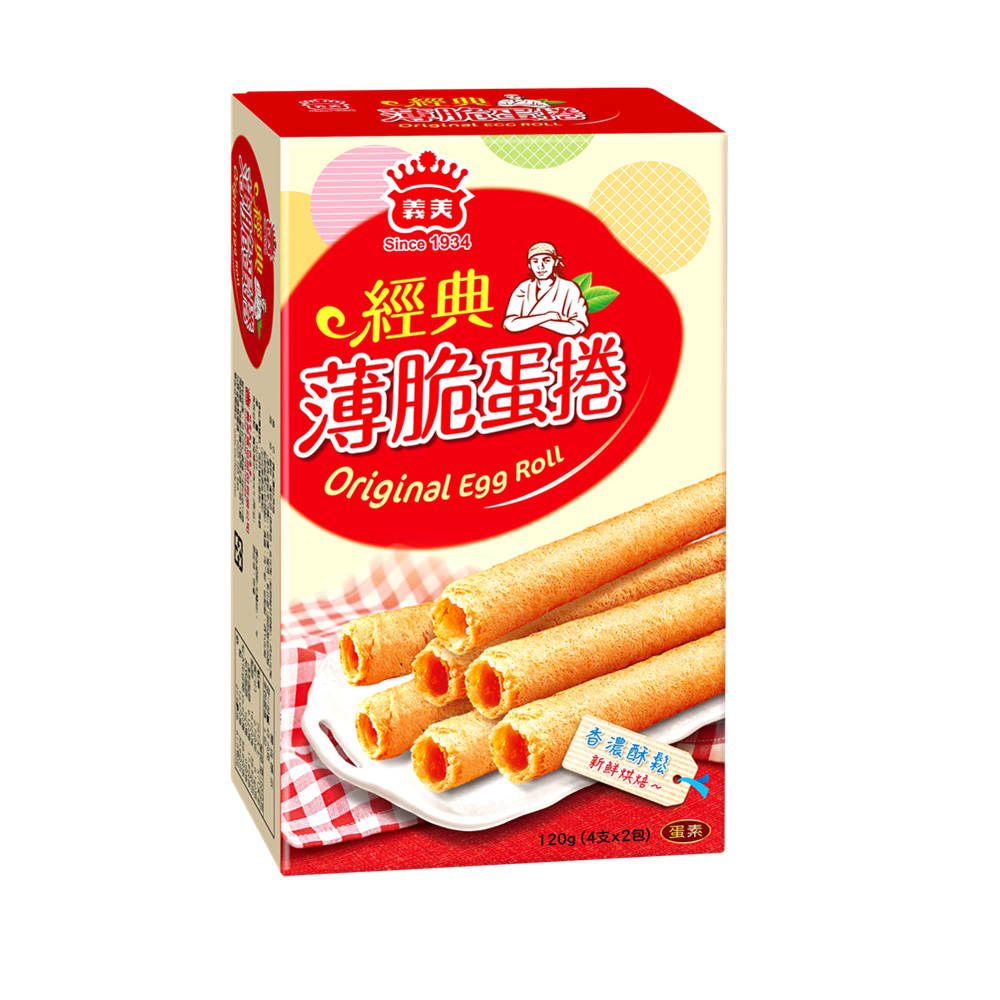 [義美]義美薄脆蛋捲(經典原味)120gx2盒, , large