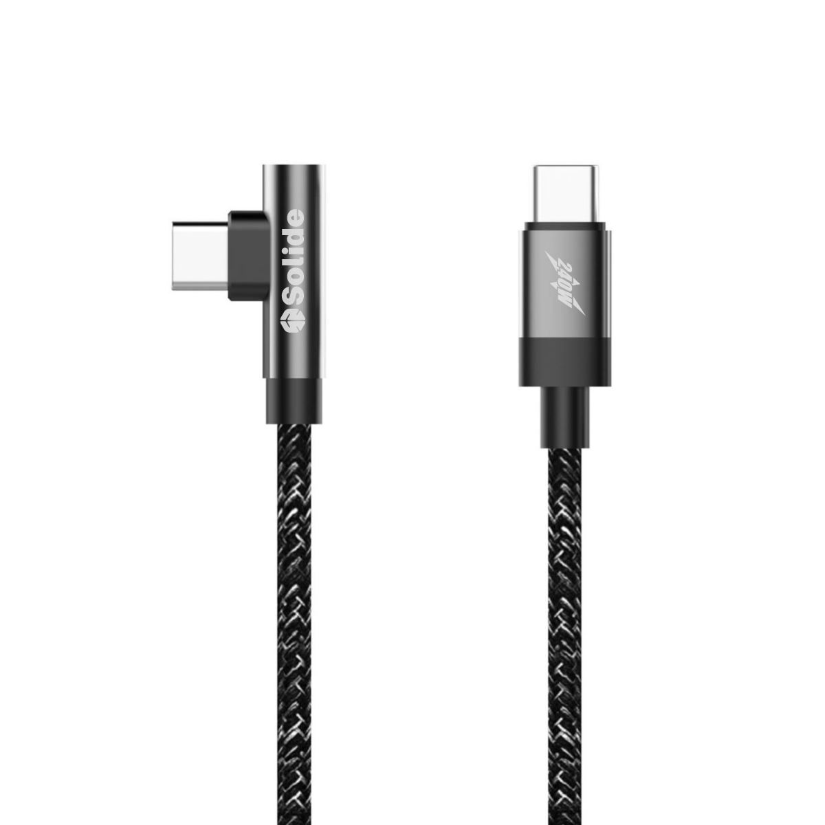 [亞瑟3C] solide 索力得
耐彎折編織傳輸線 USB-C to USB-C 160cm -黑色, , large