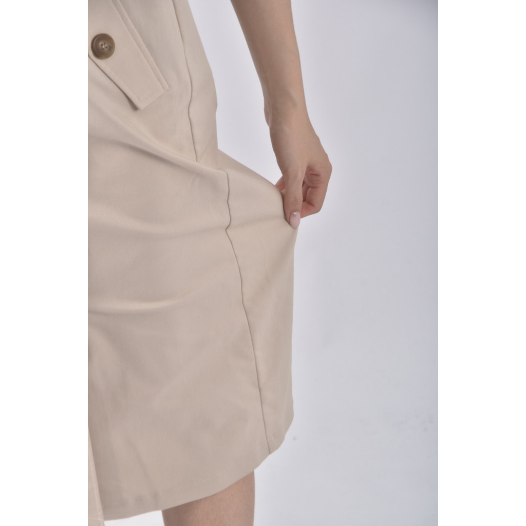 (M) 排扣杏色長裙二手衣, , large