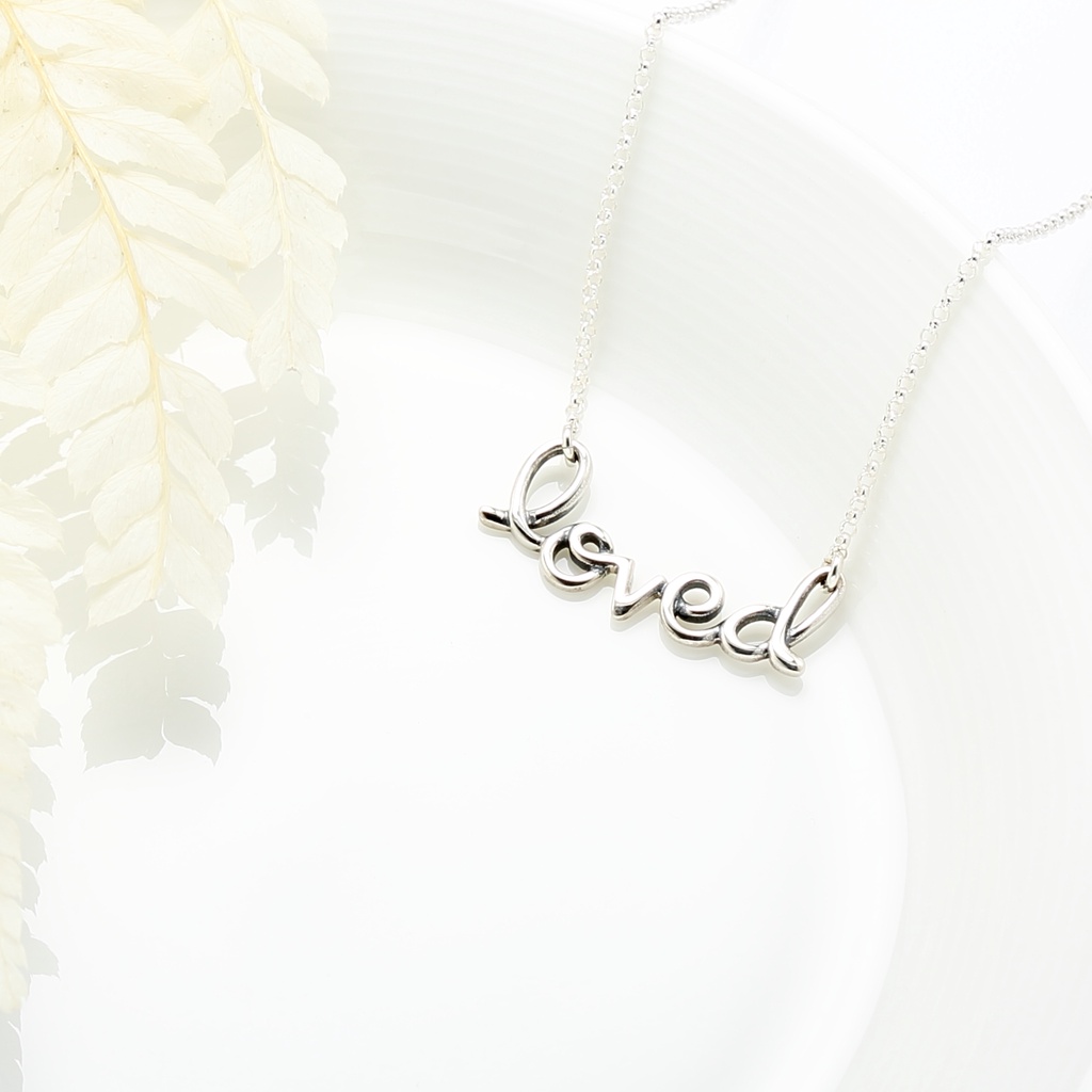 【Angel & Me】Letter Loved s925 sterling silver necklace Valentine Day gift, , large