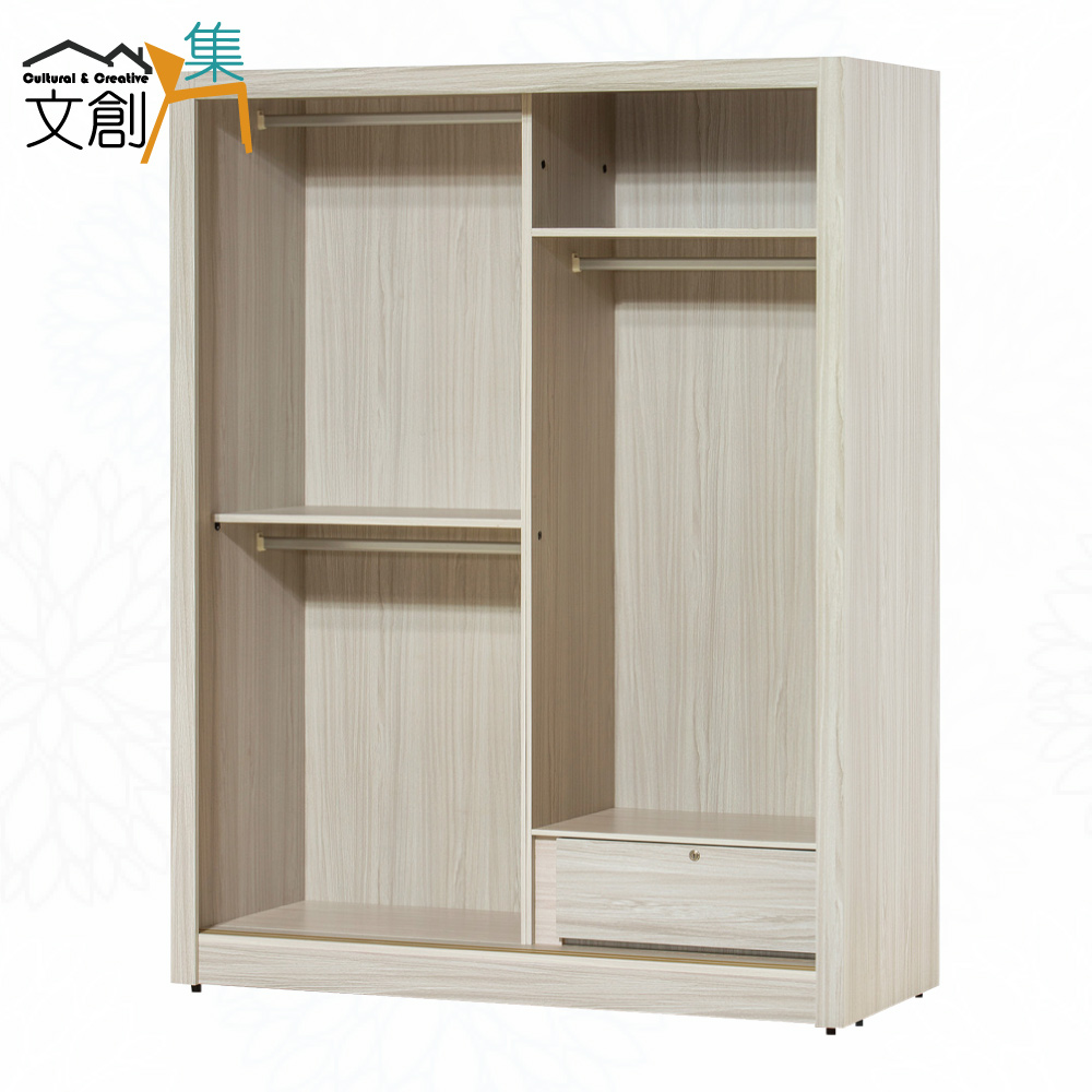 【文創集】卡柏4.1尺推門衣櫃(客約商品)淺橡木紋色系, , large