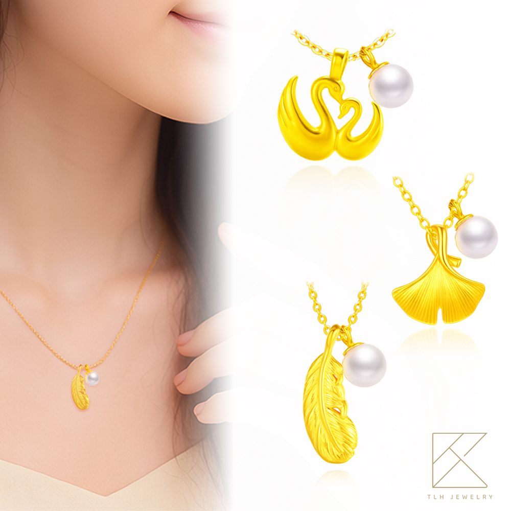 【TLH】黃金墜項鍊 純金999多選 月光珍語 約重0.02錢±0.01, , large