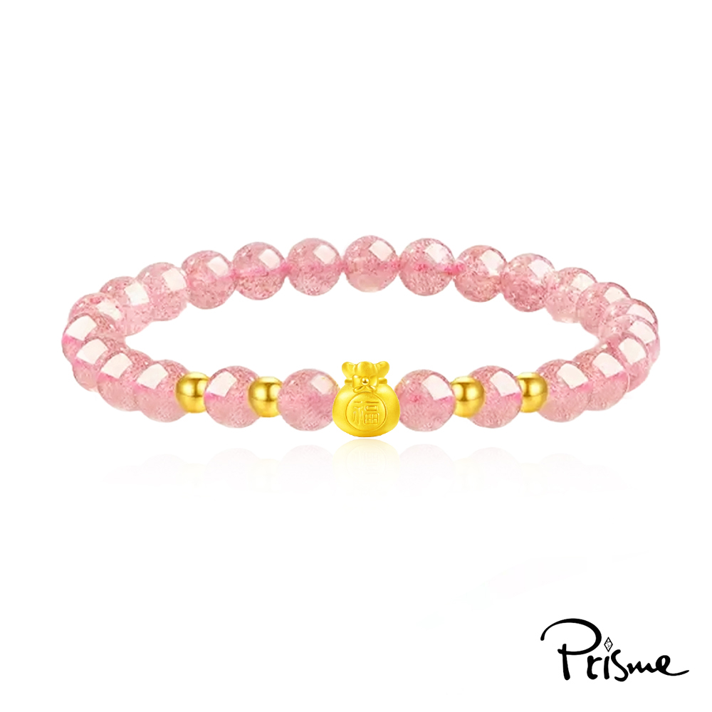 【Prisme Gold】黃金手鍊 999純金綴飾粉珠手鍊 (金重：約0.05錢&plusmn;0.02) - 好運福袋, , large