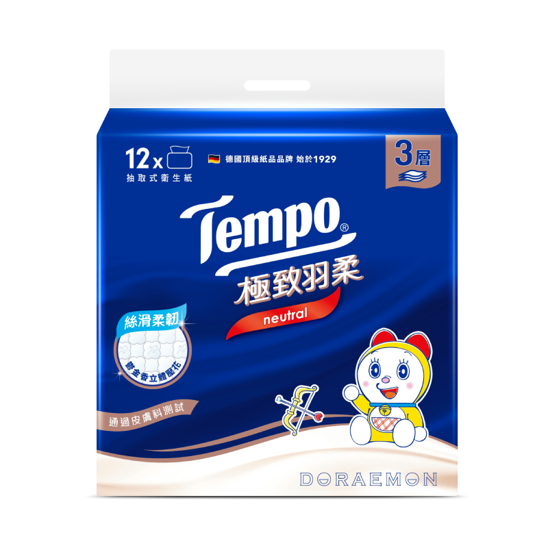 Tempo極致羽柔3層抽取衛生紙90抽12包, , large