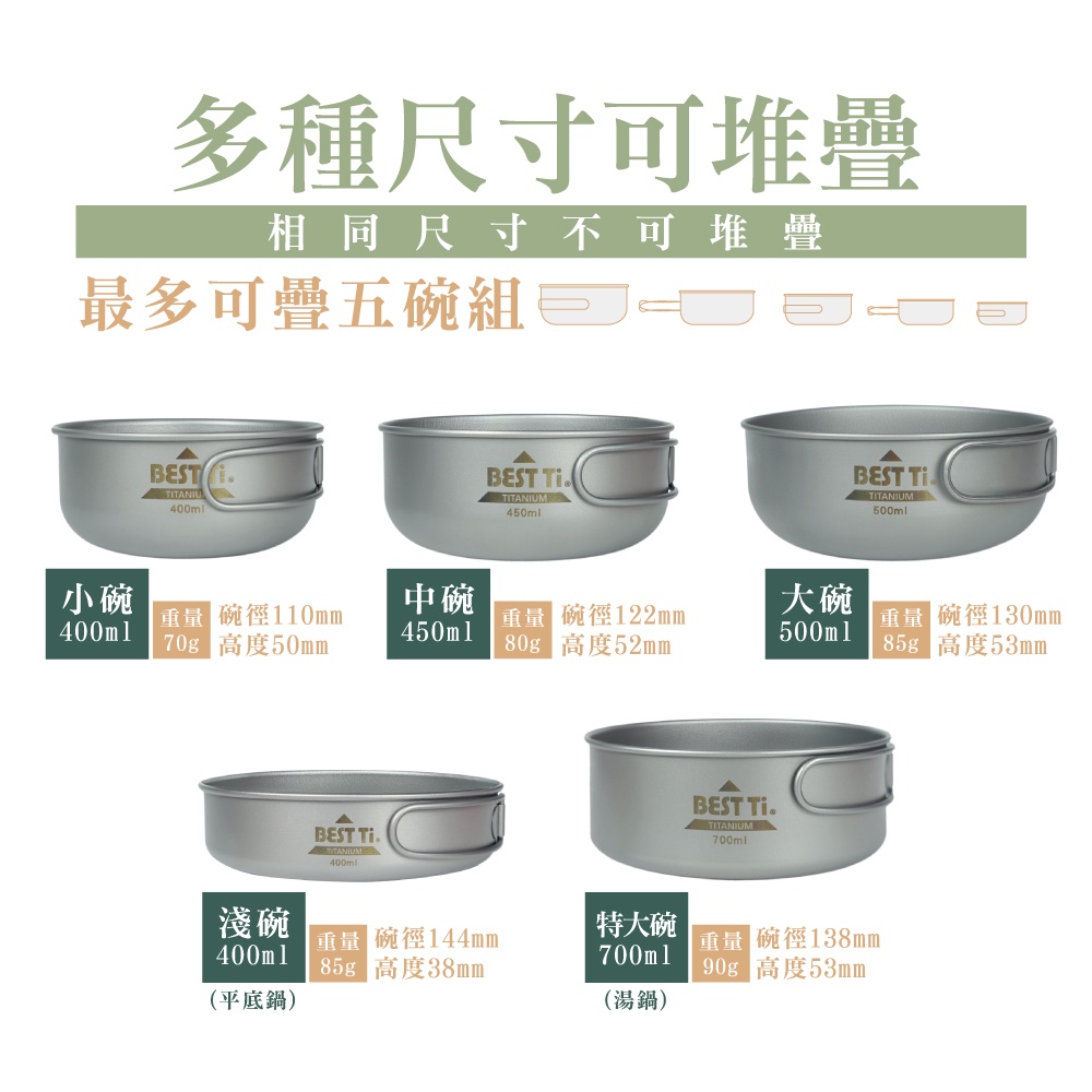 【鈦碗 單入】500ml 碗 可堆疊收納 環保餐具 純鈦餐具 露營, , large