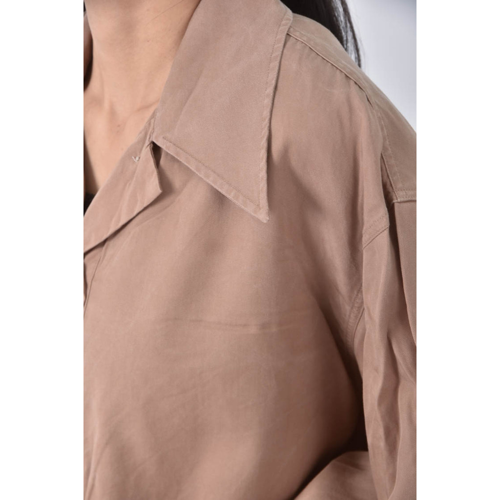 (F) libertine libertine質感素面杏色長袖上衣二手衣, , large