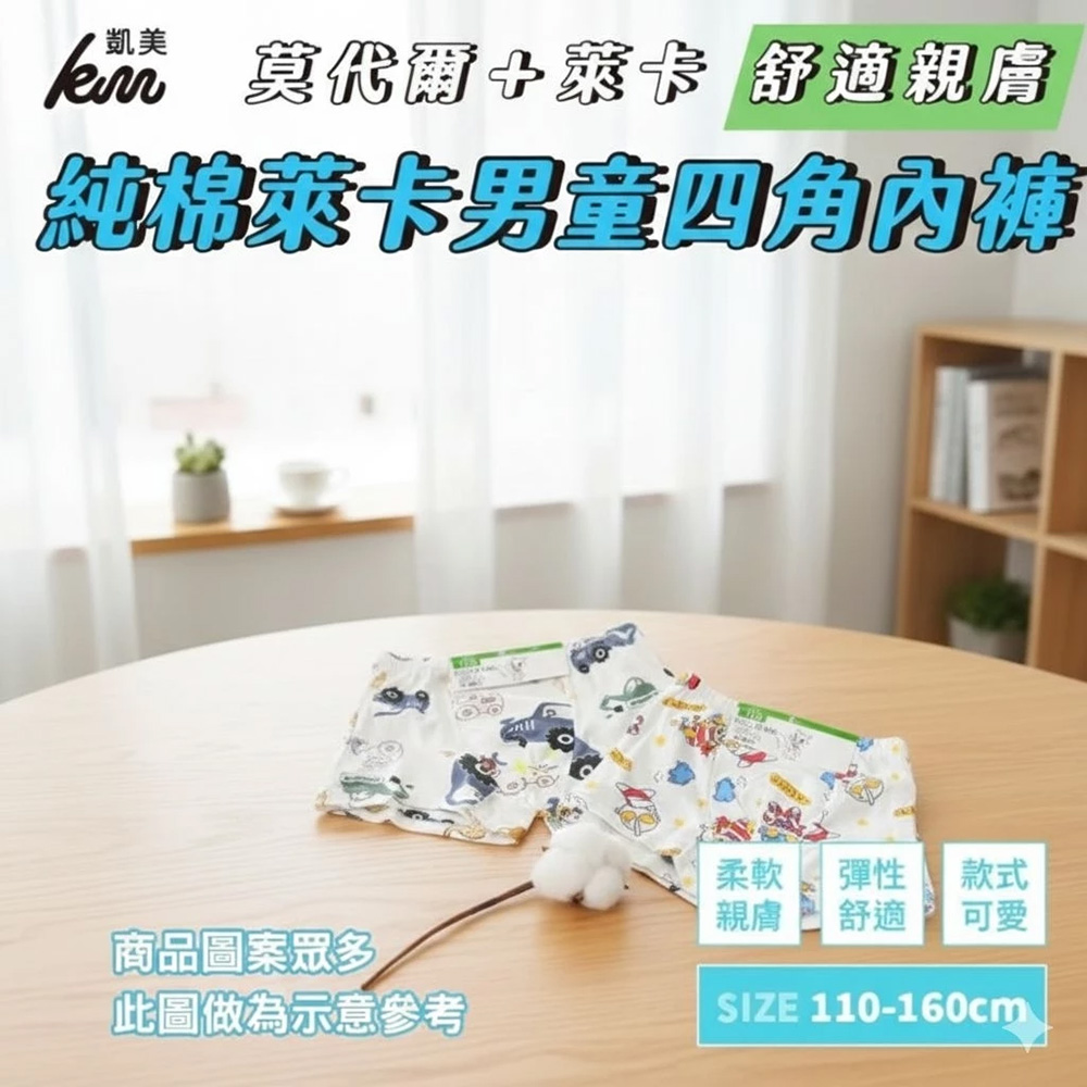 凱美棉業 | 6件組 隨機出色 精品彈力萊卡棉兒童四角內褲 男童四角褲 寶寶純棉內褲, , large