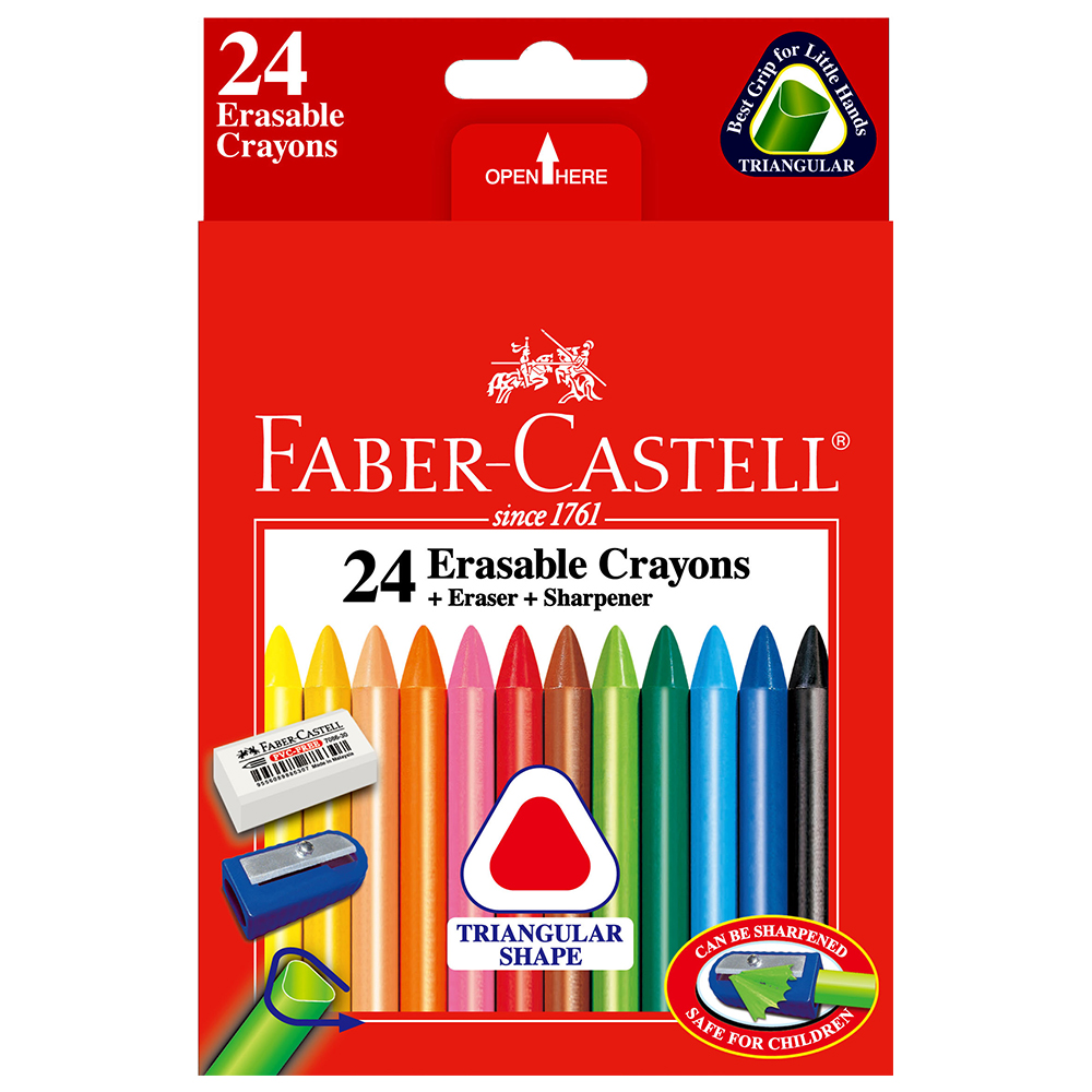 【龍品文創】輝柏 Faber-Castell 24色三角擦擦蠟筆, , large