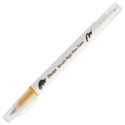 【 Pentel 飛龍 】雙頭柔繪筆 10支/盒 SESW30C   -  T122 黃, , large