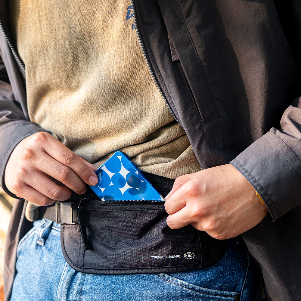 TRAVELMAR 多功能RFID防盜腰包-黑色, , large