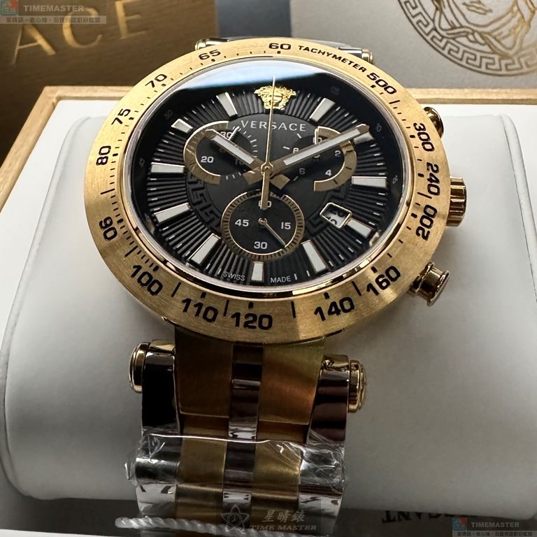 [星晴錶業]VERSACE手錶,46mm,VS11733金色錶面金色錶殼金銀相間精鋼錶帶款, , large
