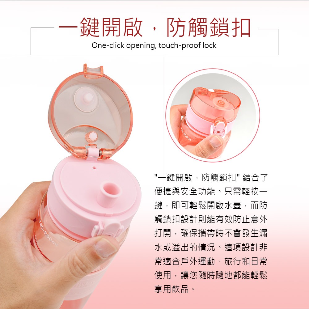 PERFECT 理想牌 極致運動水壺高溫耐熱透明質感 灰色800cc-Leidea樂德兒, , large