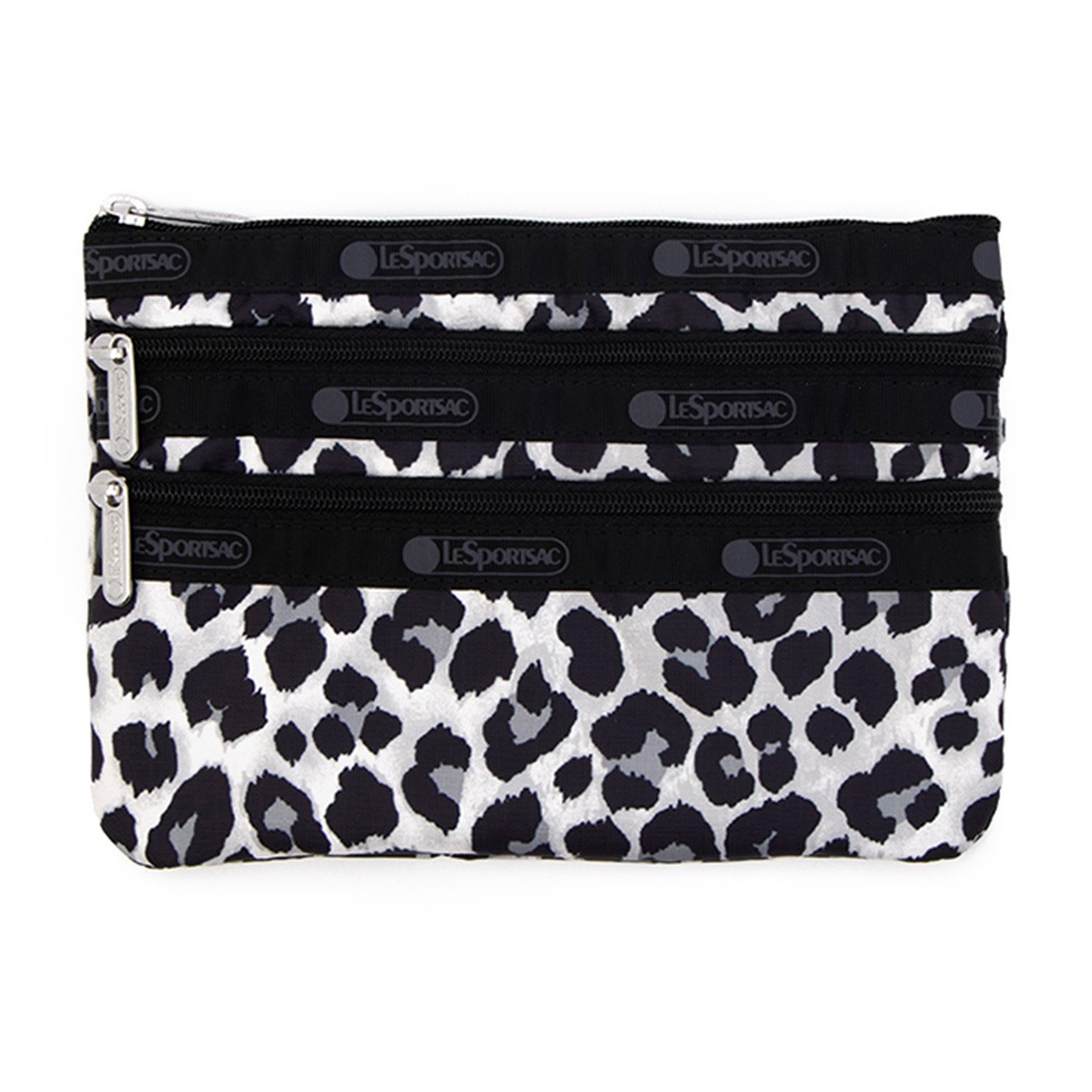 Lesportsac 3-zip Cosmetic 三層拉鍊化妝包 送禮-柔影豹紋, , large