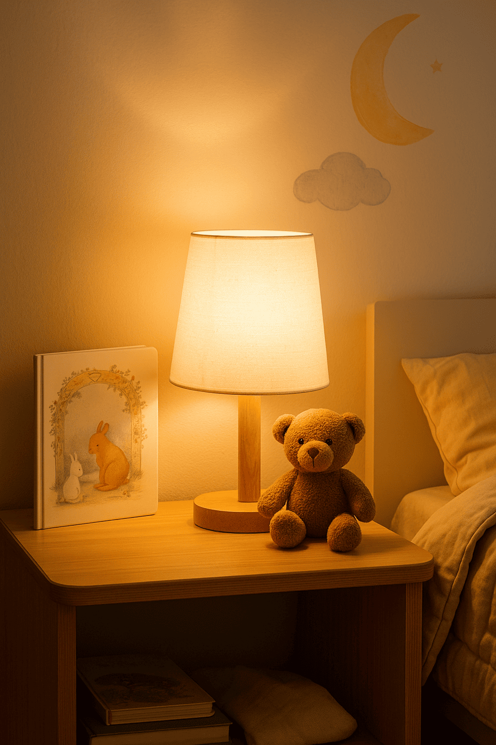 Mini Cute Solid Wood Desk Lamp, , large